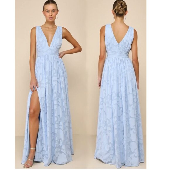 Lulus Dresses & Skirts - Lulus Sweet Sophistication Light Blue Burnout Floral Maxi Dress Large New NWT